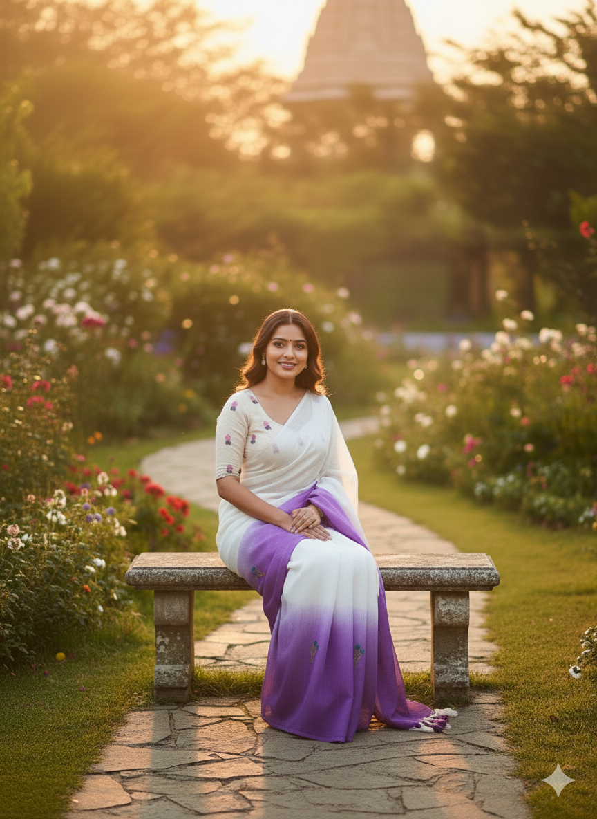 This elegant saree features a beautiful ombre transition  Kota Chex  Viscose Saree Collection S-0020