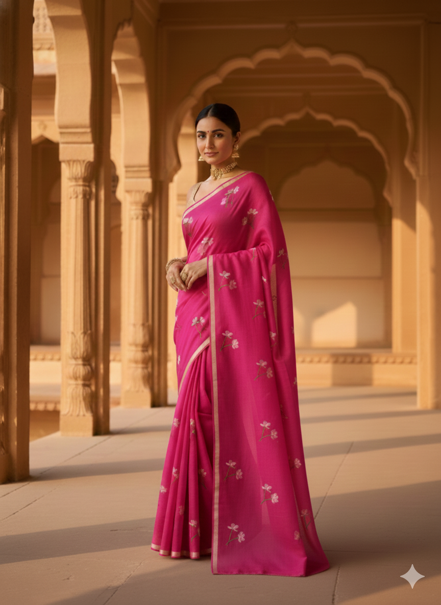 Primium Pure Kota Doriya Silk With Lotus Mluty Thread Work  S-0024