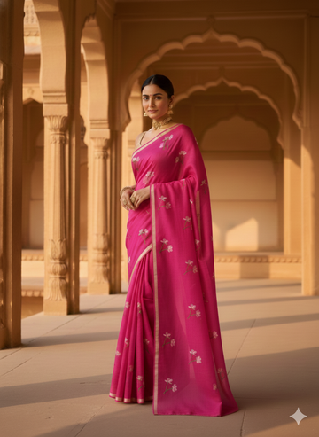 Primium Pure Kota Doriya Silk With Lotus Mluty Thread Work  S-0024