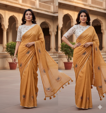 Butterfly 🦋 Premium Chanderi saree with Butterfly 🦋 work on all over the saree S-0024