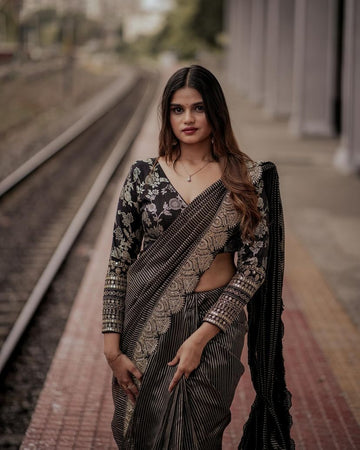 Organza Tissue With Heavy Sequence Coding Work Border S-1060