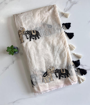 Premium chanderi saree Tissue saree with black &nbsp;Embroidary &amp; Zari Thread work VT 106EX