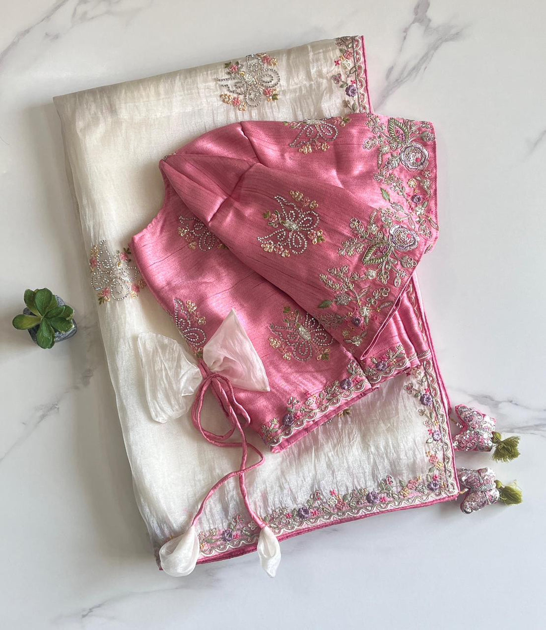 Premium Organza saree with elegant butterflies coding work on all over the saree S-002