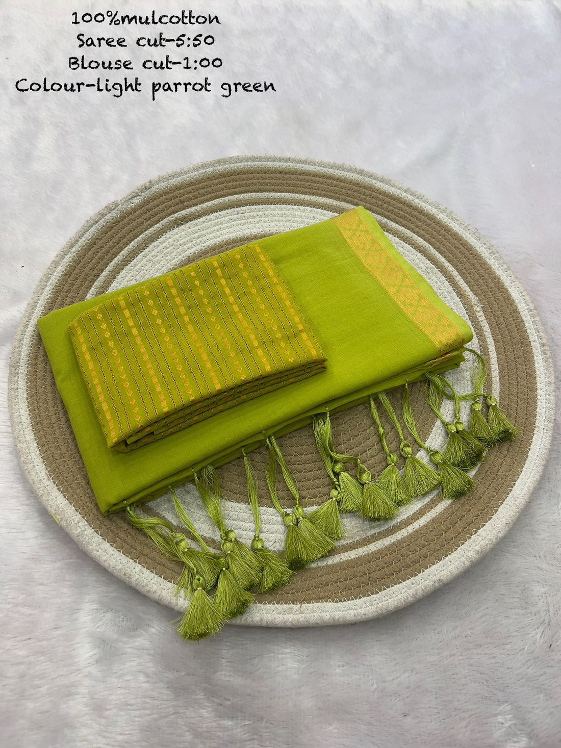 Pure Mul Cotton Saree Collection with Golden Zari Border and Designer Blouse SD-1054