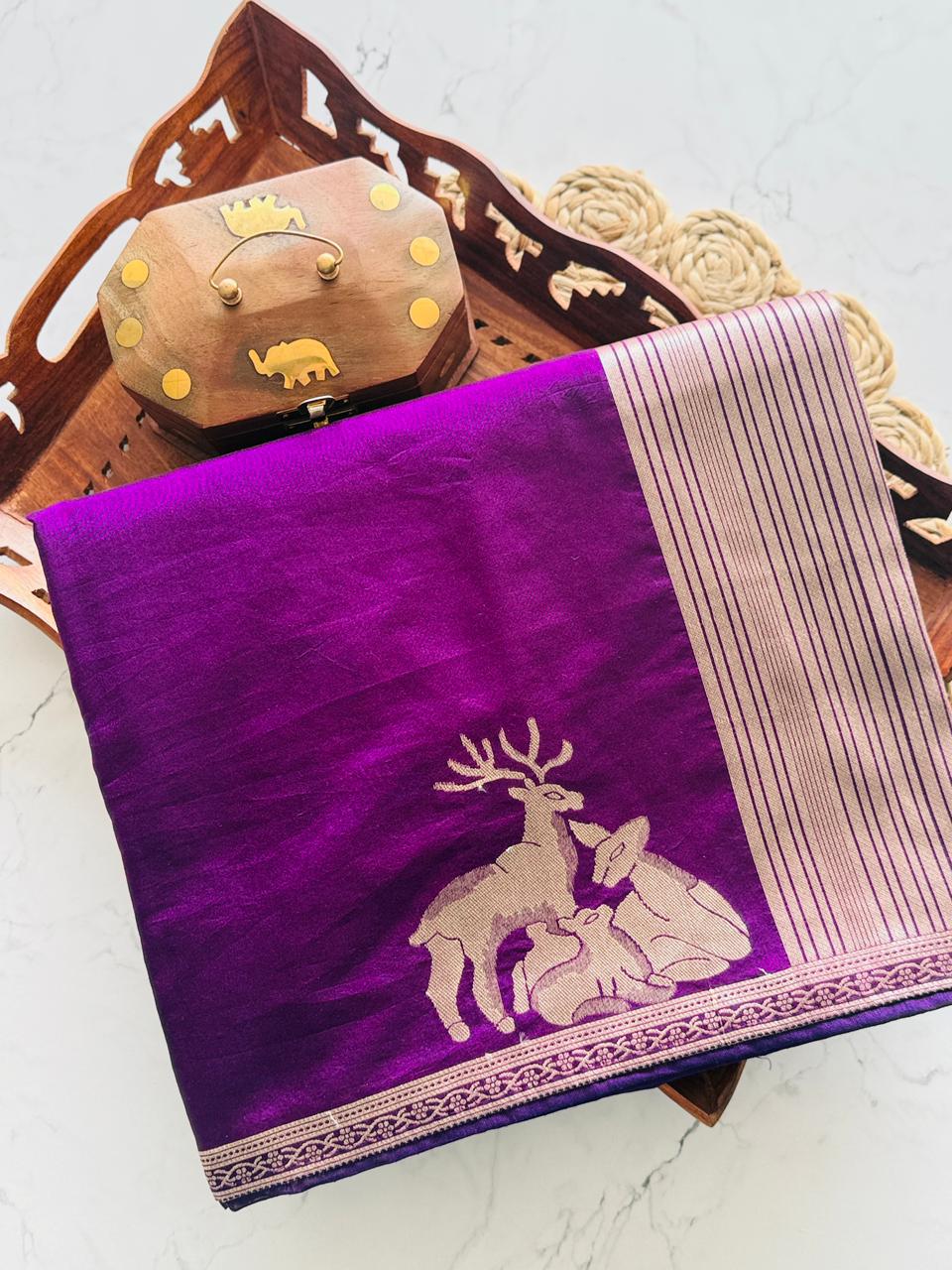 Designer Silk Elegant Deer Artistry Saree Collection ✨ SD-1055