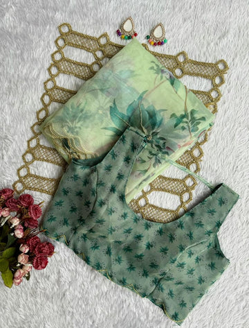 Mint Meadow Organza Saree SD-1073