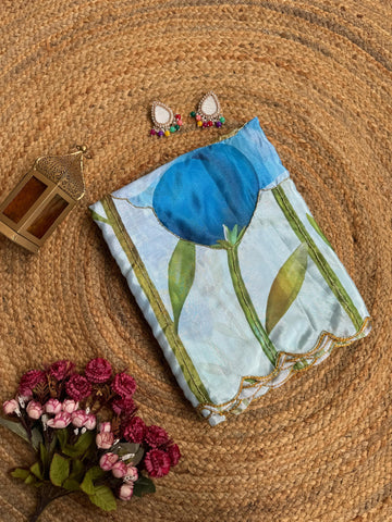 The "Azure Bloom" Organza Saree SD-1080