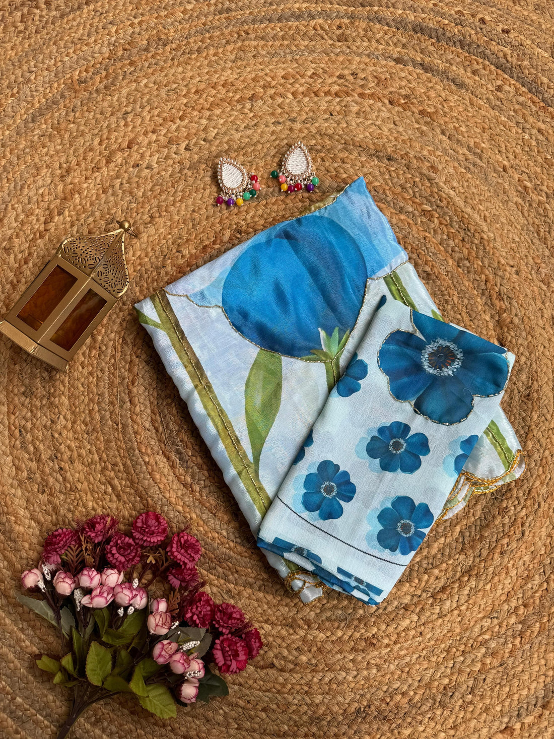 The "Azure Bloom" Organza Saree SD-1080