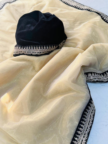 Party-Wear Shimmer Special Saree with Ornate Embroidered Border 🌟 SD-1087