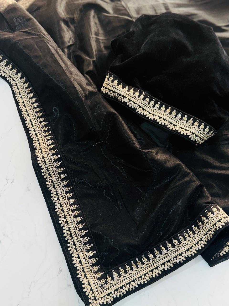 Party-Wear Shimmer Special Saree with Ornate Embroidered Border 🌟 SD-1087