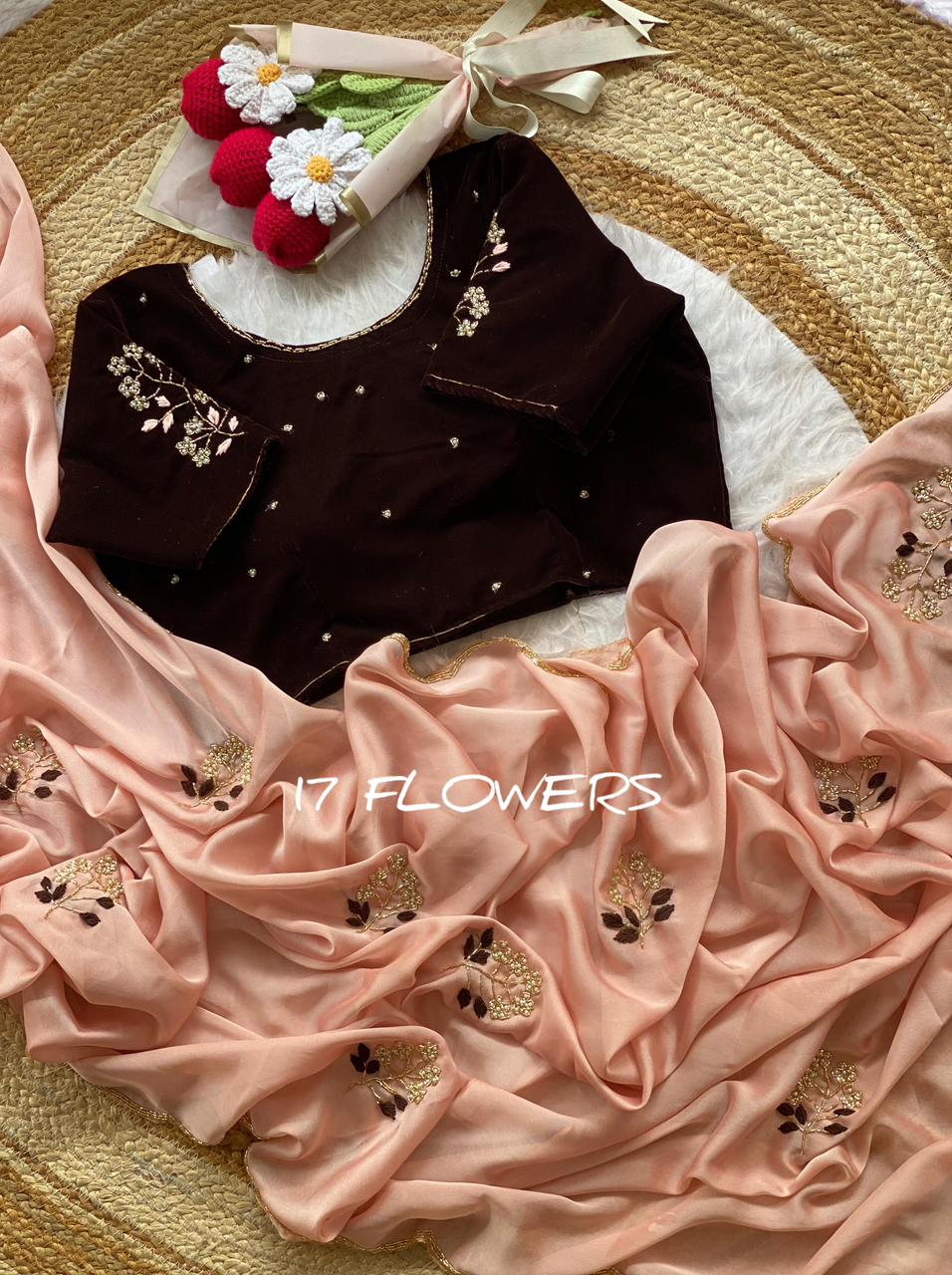 Saadlo Designer Rangoli Silk Saree with Heavy Velvet Embroidered Blouse SD-1096