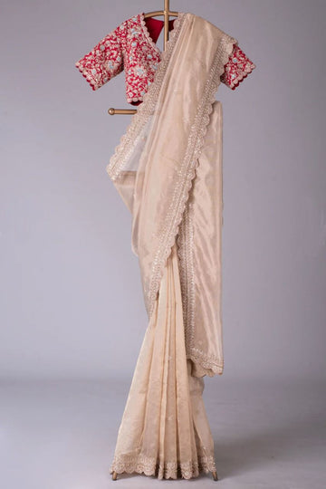 Organza Saree with Hand-Embroidered Velvet Blouse samyakgold-SD-1099