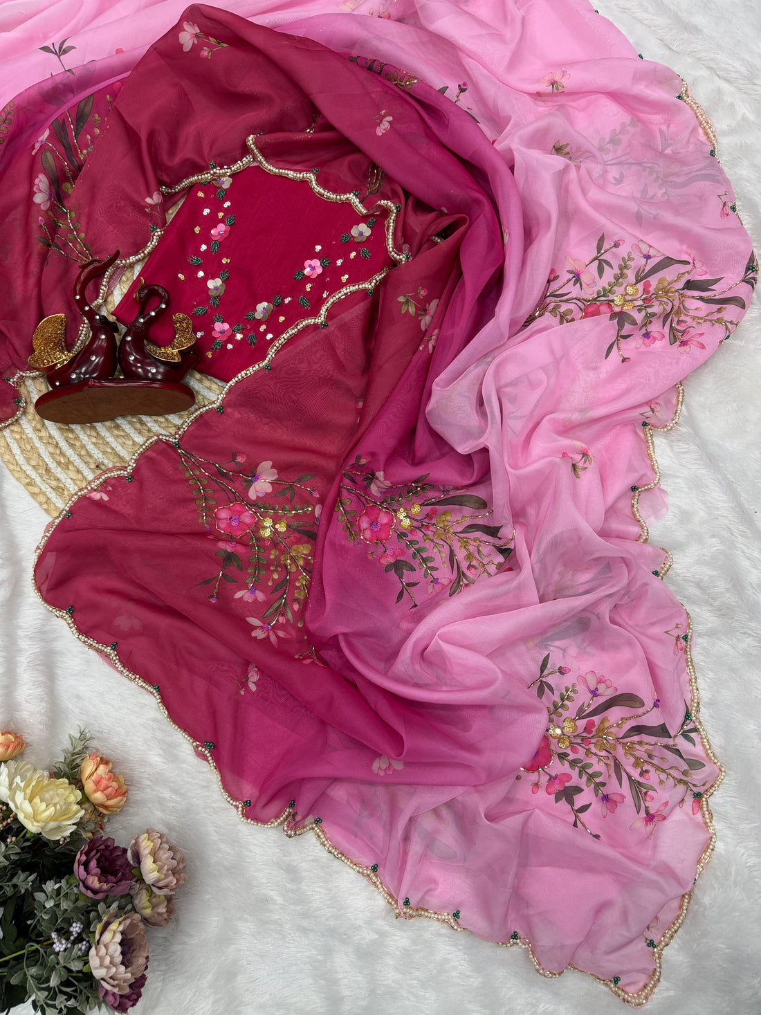 Rose-Garden Ombre  Soft Tebby Silk Saree SD-1102