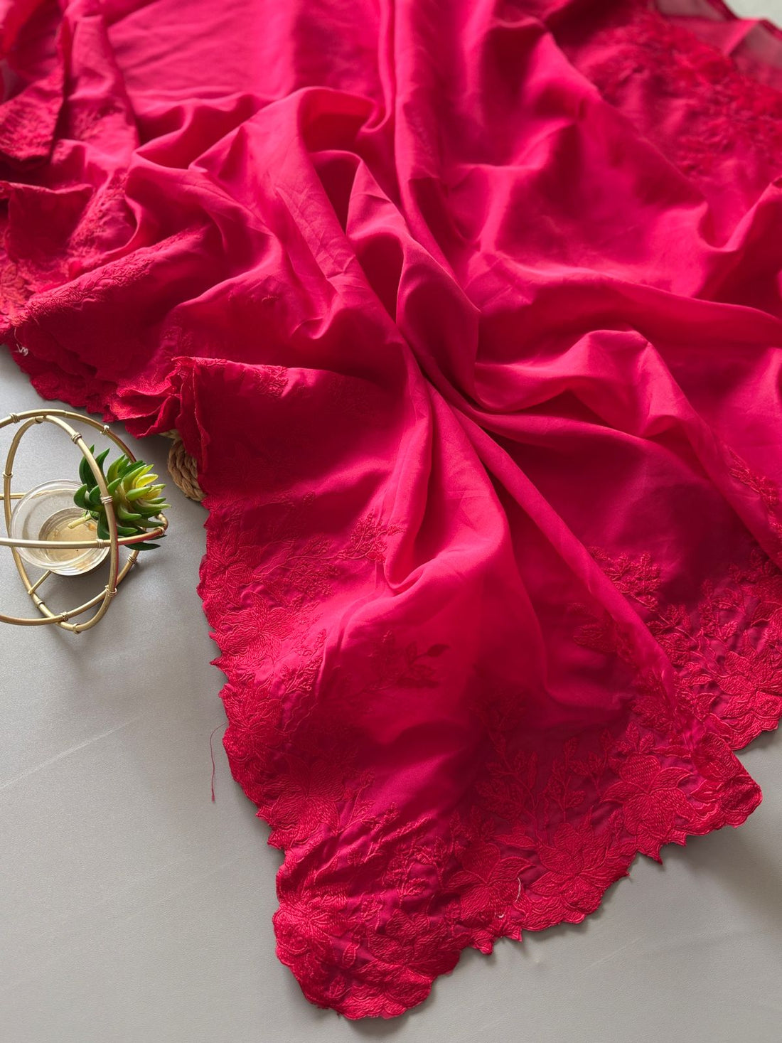 Primium Pure Tebby Orgenza With Multy Thread Work And Scalp Border  Blouse Tebby Orgenza With Sclap Thread Work For Sleeves (Unstiched ) SD5063