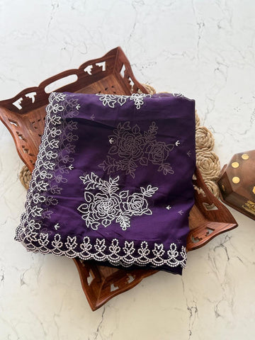 Soft Tebby orgenza With Multy white Tread Work and scalp Border  Blouse running Soft Orgenza With Multy Thread Work  Blouse Unstiched  SD5071