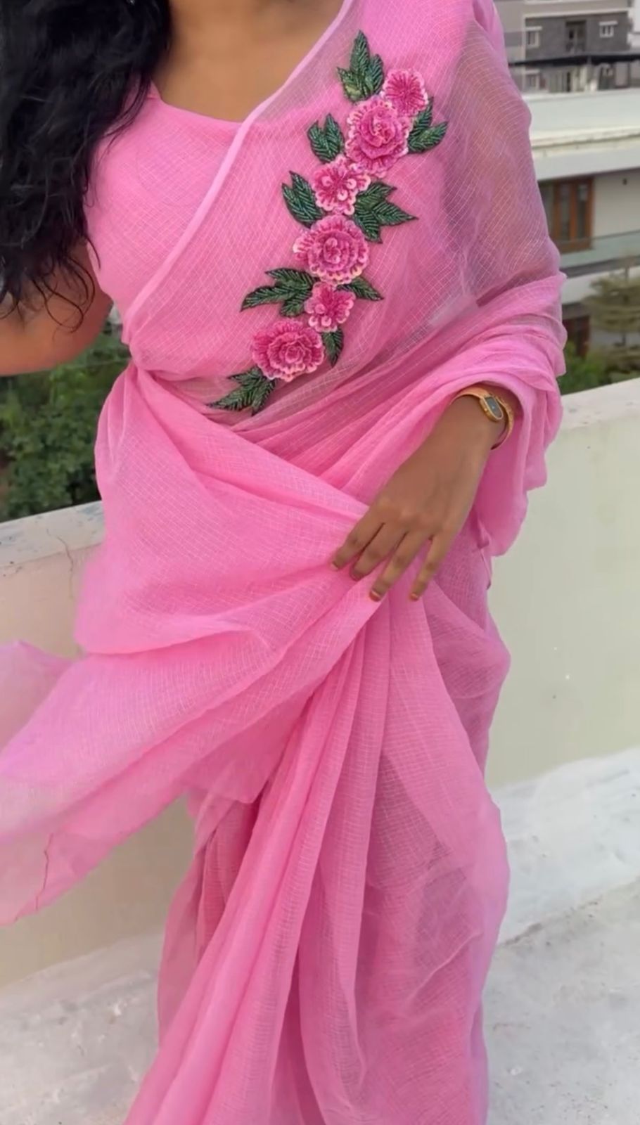 Primium Kota Doriya Saree With Multy Color Handwork Cut Dana Sequnce Work at pallu part    Blouse Running Kota Doriya Tone to tone (Unstiched) SD5085
