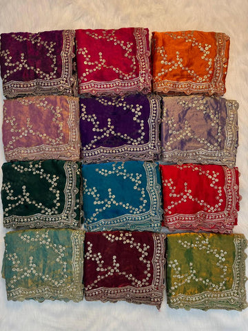 Premium Pure Space Silk Zari Sequence Design Embrodairy Work(5.40 Mtr)  Blouse :- Space Silk With Zari Embrodairy Work(1 mtr) SD2020