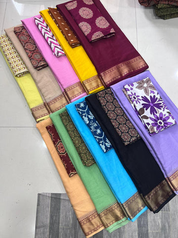 Mul cotton  multi weaving border, cotton blouse. new design launch