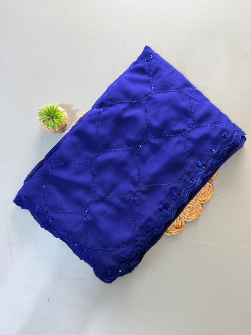 Primium Pure Georrgte Saree With Fully Heavy Bits Sequnce Work All over saree And Designer Scalp Border  Blouse Running Pure Georrget With Bits Work All over (Unstiched )  SD5096