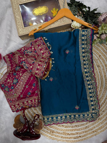Soft Rangoli silk  WORK : Beautiful Sequence embroidery work  BLOUSE- Heavy embroidery work with Sequins work in heavy Banglori  SD5582