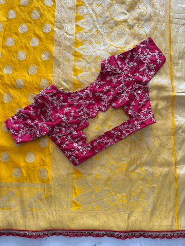 Pure Banarasi satin Pattu Saree with elegant Weaving flower on all over the saree