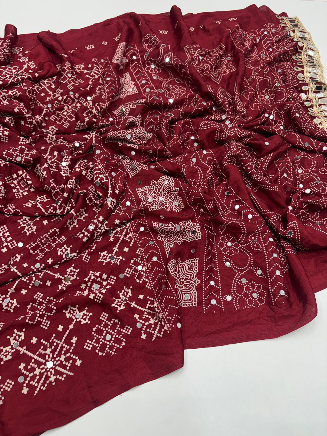 Pure Satin silk saree with Unique printed Sarees With designer Plastic Mirror Work Saree all over saree With Rich Pallu With designer Heavy Original Mirror Unique lace