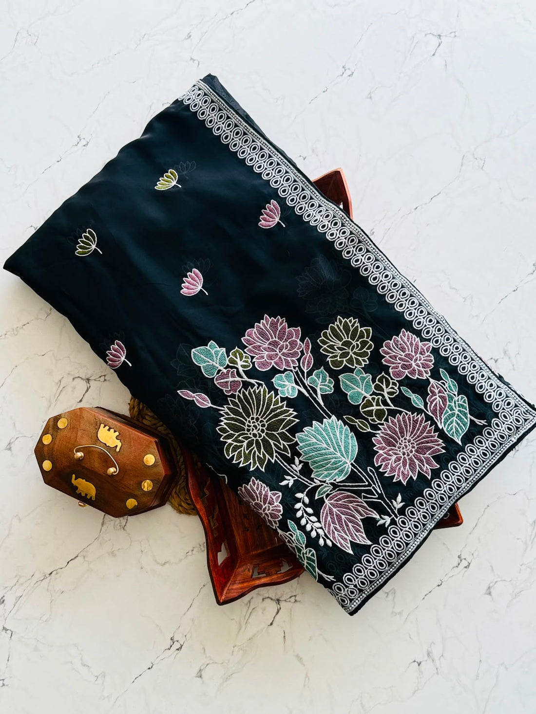 Pure Soft Tebby Orgenza With Multy Thread Work Fully Heavy Pannel Work and Piping Four Side  Blouse Running Soft Tebby Orgenza With Small Burris Work SD6086