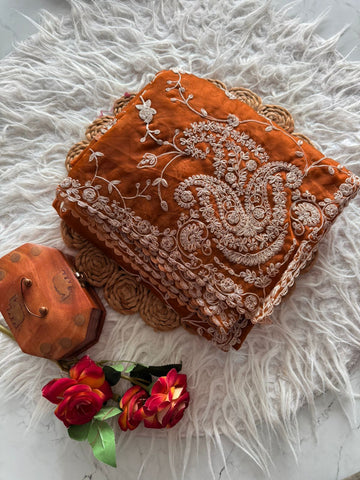 Primium Pure Tissue Saree With all delight Colors And Fully Heavy Codding Work All over saree  Blouse Bangalori Silk with Heavy Codding Work (Unstiched )