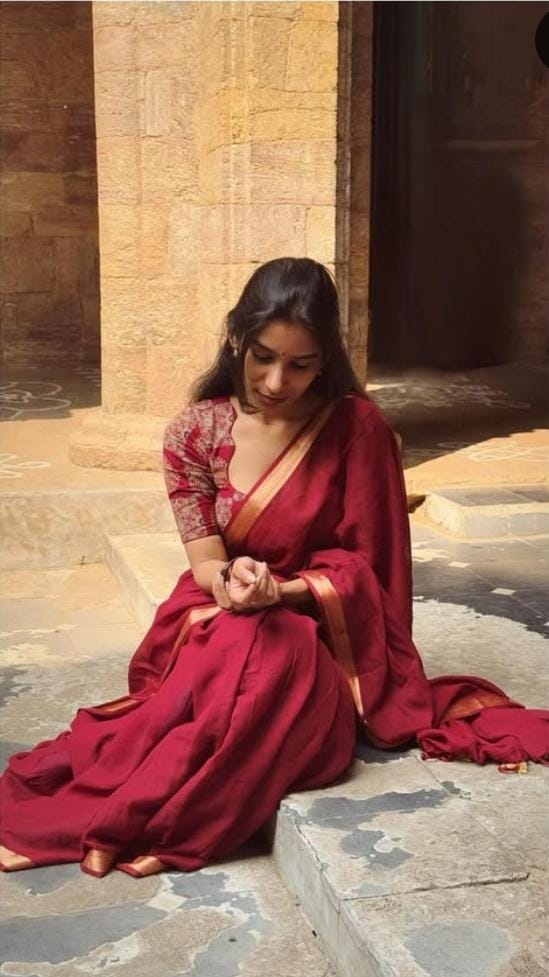 The Royal Noir Handloom Saree Mull Cotton Black & Marron S-0016