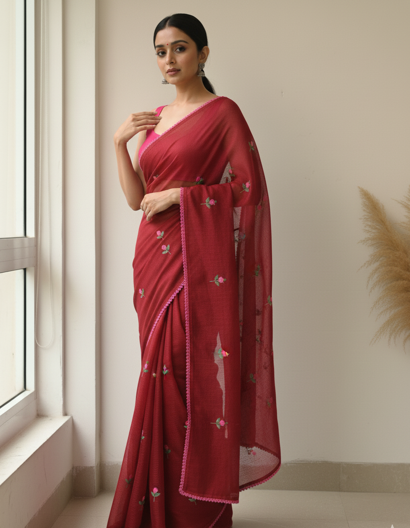 Premium Kota Doriya With Knot Handwork And GOP Lace Border SD-1059
